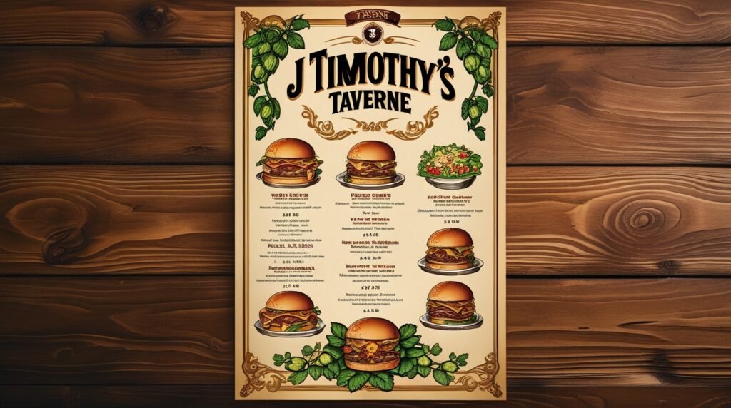 J Timothy's Taverne Menu