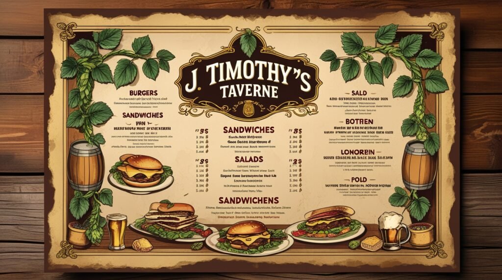 J Timothy's Taverne Menu