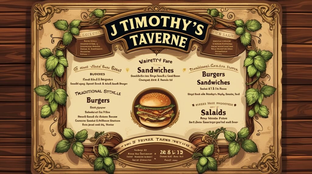 J Timothy's Taverne Menu