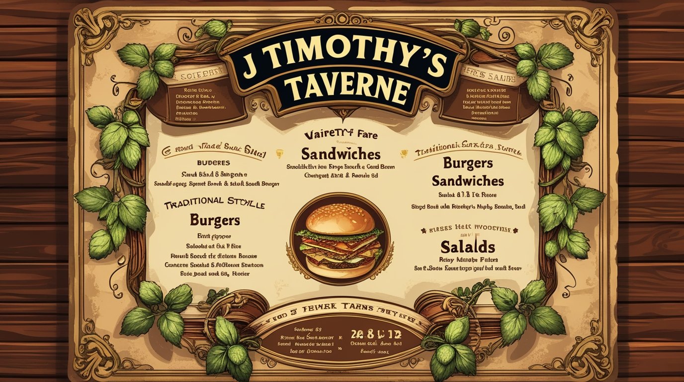 J Timothy's Taverne Menu