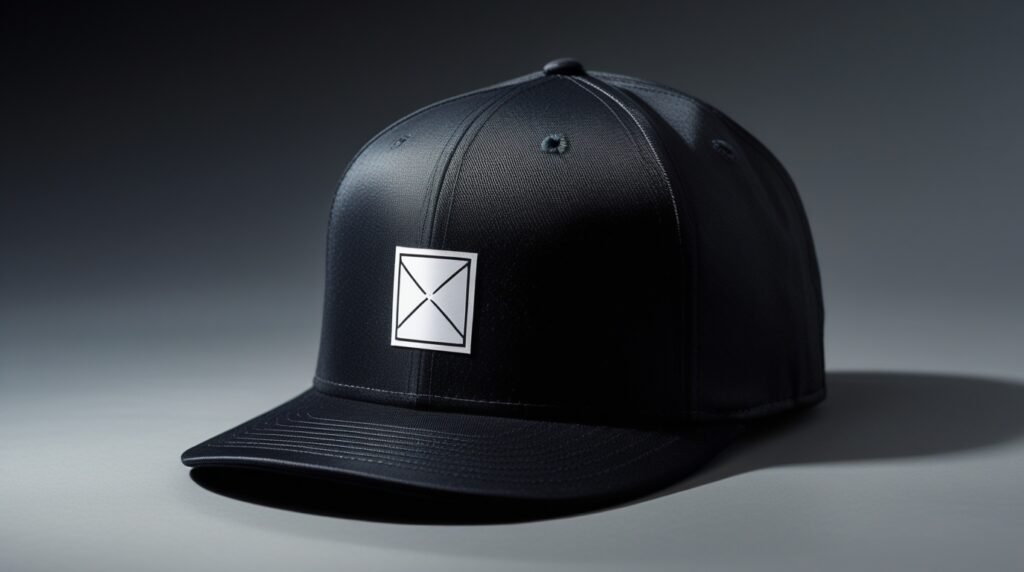 black fitted hat