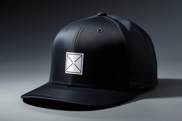 black fitted hat