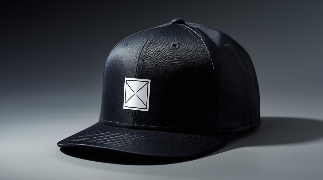 black fitted hat