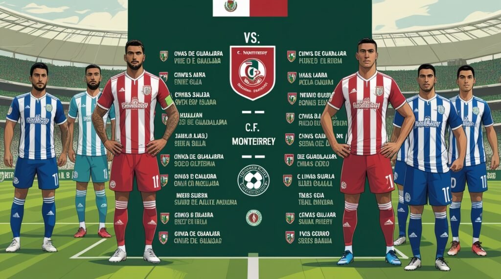 Chivas de Guadalajara vs C.F. Monterrey Lineups